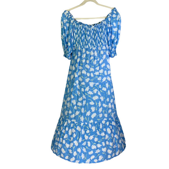 FAITHFULL THE BRAND Light Blue & White Leyla Floral Olinda‎ Midi Dress - Picture 12 of 16